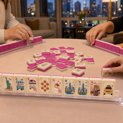 New York American Mahjong Set – NYC-Inspired Tiles with Pink Backs