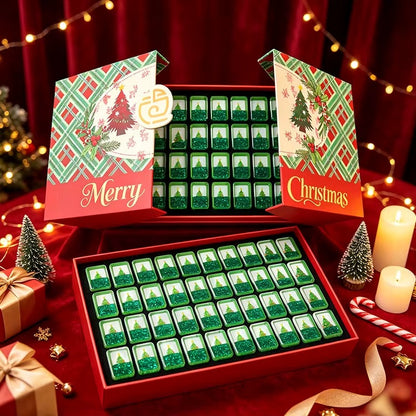 Handcrafted Luxury Christmas Mahjong Set – Unique Tiles with Liquid Glitter Tree Backs for Gifts & Collection