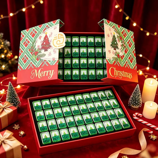 Handcrafted Luxury Christmas Mahjong Set – Unique Tiles with Liquid Glitter Tree Backs for Gifts & Collection