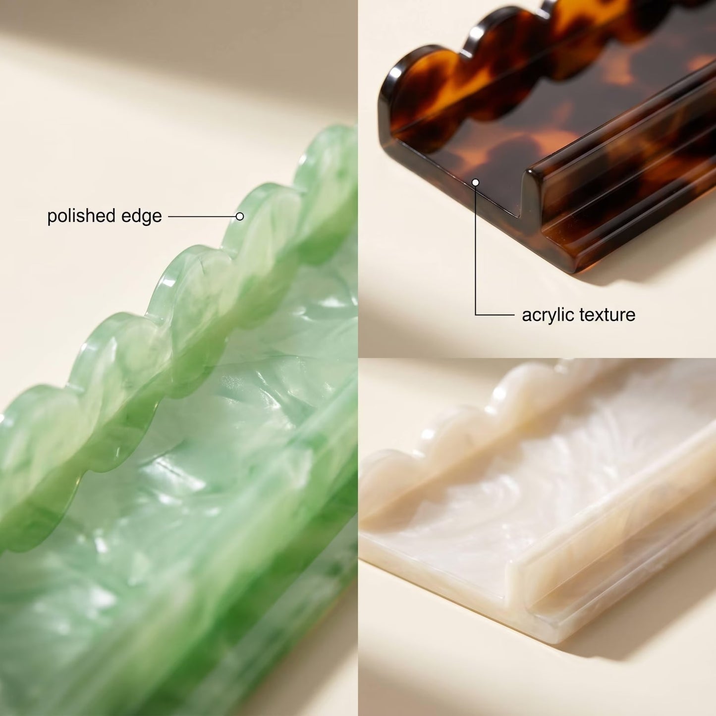 Luxury Acrylic Mahjong Rack & Pushers Set – Iridescent Shell Pattern with Scallop Pusher | 4 Pieces