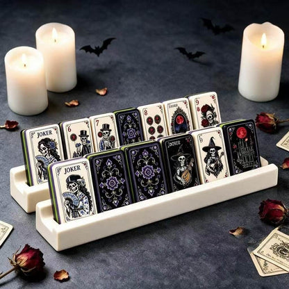 Gothic Halloween Mahjong Set – Purple Floral Backside Pattern