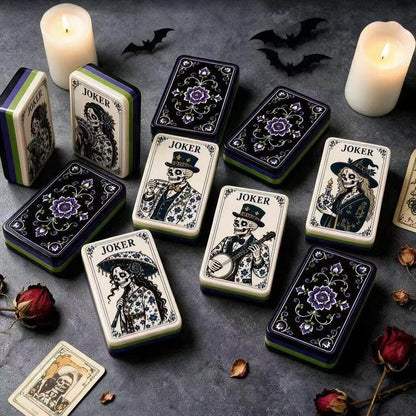 Gothic Halloween Mahjong Set – Purple Floral Backside Pattern