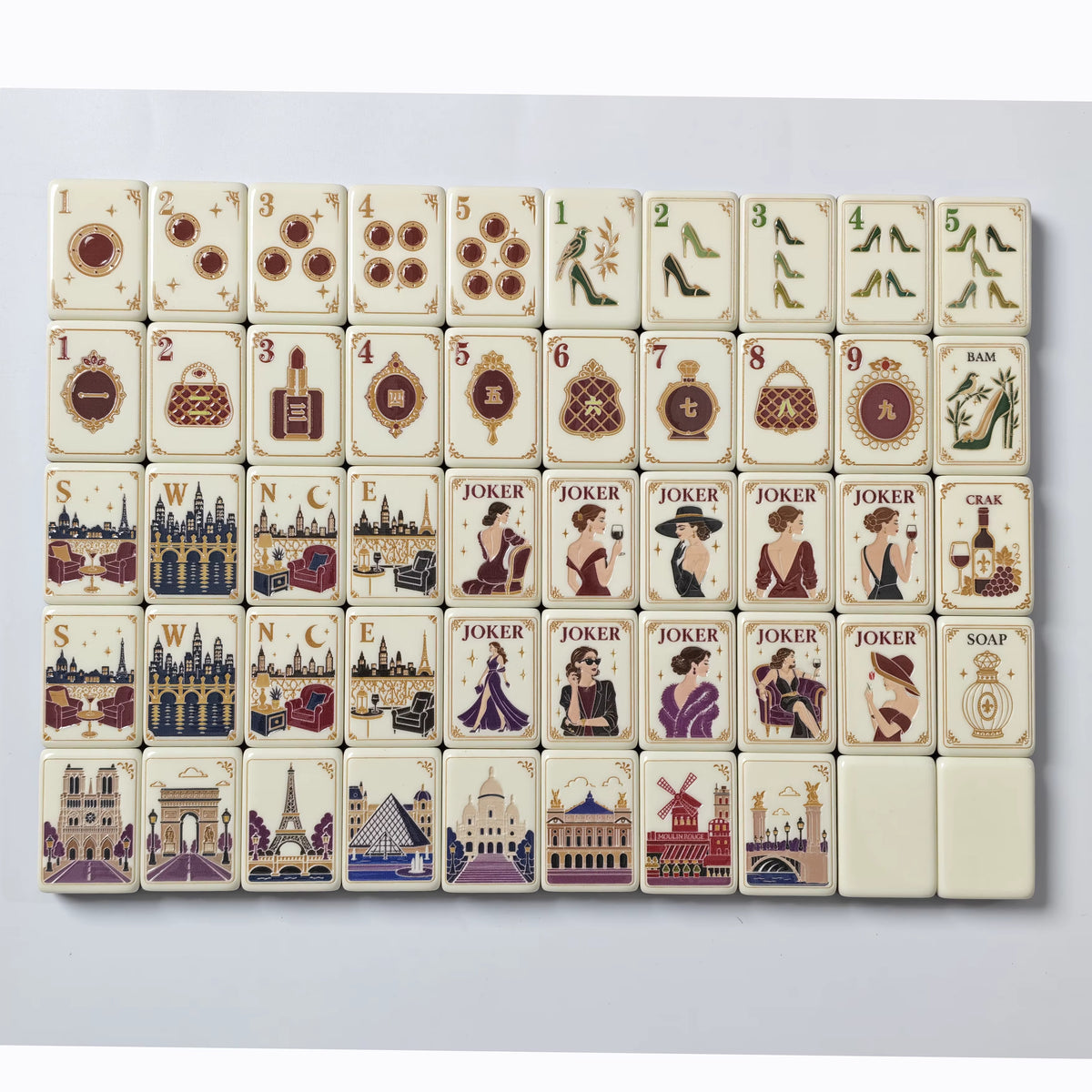 Parisian Mahjong Set – French-Inspired American Mahjong Tiles