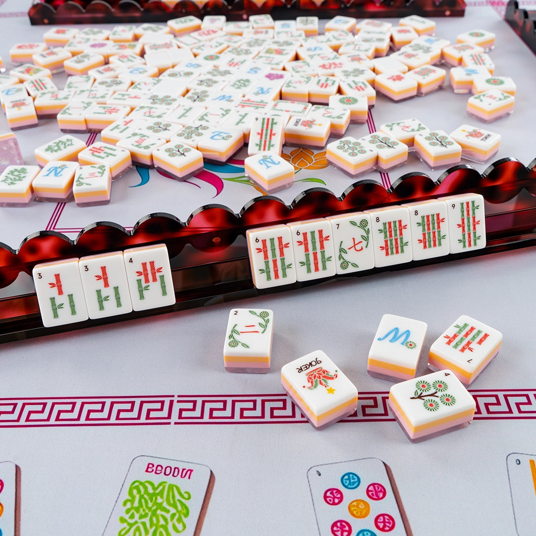 modern mahjong set purple shell tiles with racks&pushers